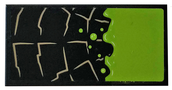 Tile 2 x 4 with Stone Outline and Lime Bubbling Slime Pattern (Sticker) - Set 76056