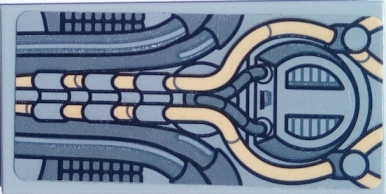 Tile 2 x 4 with SW Millennium Falcon Tan and Dark Bluish Gray Cables and Wires Pattern (Sticker) - Set 75105