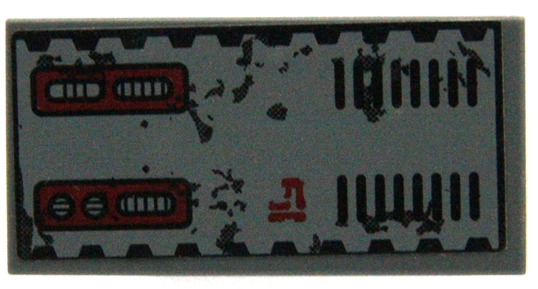 Tile 2 x 4 with Weathered Vents and Buttons Pattern Model Left Side (Sticker) - Set 70009