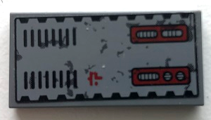 Tile 2 x 4 with Weathered Vents and Buttons Pattern Model Right Side (Sticker) - Set 70009