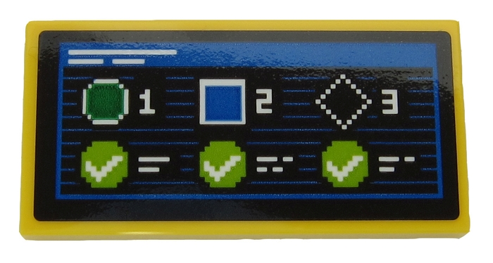 Tile 2 x 4 with Screen with Ski Slope Rating Pattern (Sticker) - Set 60203