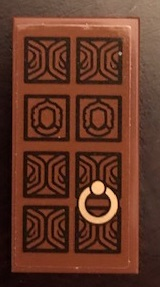 Tile 2 x 4 with Door with Gold Pull Ring Pattern Left Side (Sticker) - Set 71043