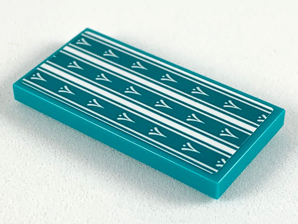 Tile 2 x 4 with Bedspread with White Stripes and 'V' Shapes Pattern (Sticker) - Set 41164