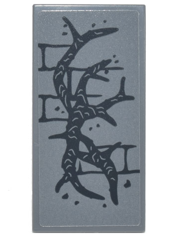 Tile 2 x 4 with Black Brick Wall Mortar and Roots Pattern (Sticker) - Set 75810