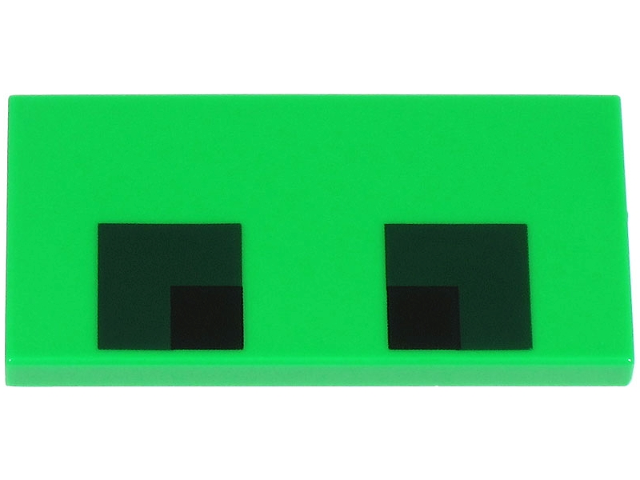 Tile 2 x 4 with 2 Black and Dark Green Squares Pattern (Minecraft Creeper Eyes)