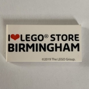 Tile 2 x 4 with 'I Heart LEGO STORE BIRMINGHAM' Pattern