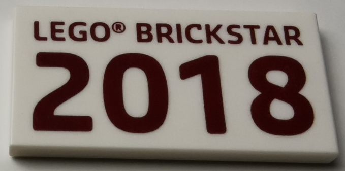 Tile 2 x 4 with 'LEGO BRICKSTAR 2018' Pattern