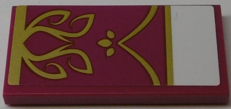 Tile 2 x 4 with Bedspread with Gold Scrollwork Pattern (Sticker) - Set 41174