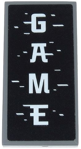 Tile 2 x 4 with White 'GAME', Stripes and Pixels Pattern (Sticker) - Set 71712