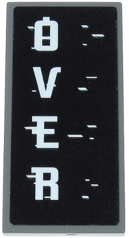 Tile 2 x 4 with White 'OVER', Stripes and Pixels Pattern (Sticker) - Set 71712