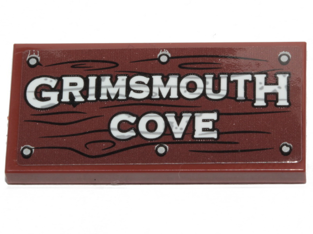 Tile 2 x 4 with 'GRIMSMOUTH COVE', Wood Grain and 6 Nails Pattern (Sticker) - Set 70431