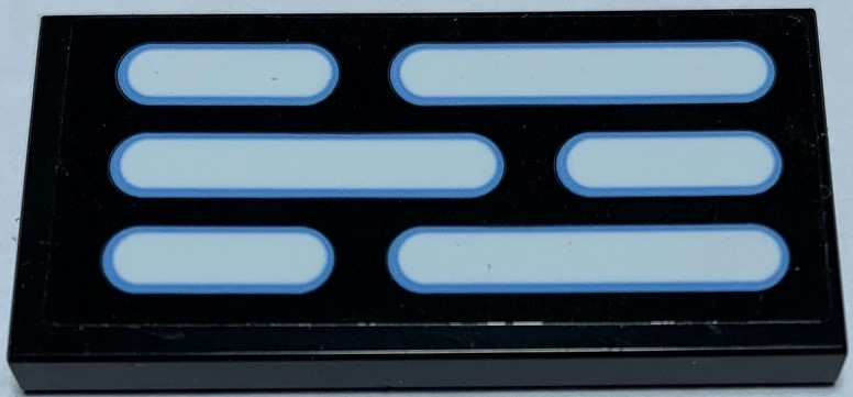 Tile 2 x 4 with 3 Rows of White Bars (Shuttle Lights) Pattern (Sticker) - Set 75156