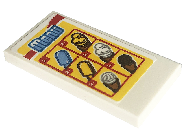 Tile 2 x 4 with 'Menu' and Ice Creams Pattern (Sticker) - Set 60253