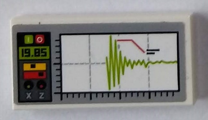 Tile 2 x 4 with Lime Graph, '19.85' and Controls on Light Bluish Gray Pattern (Sticker) - Set 60124