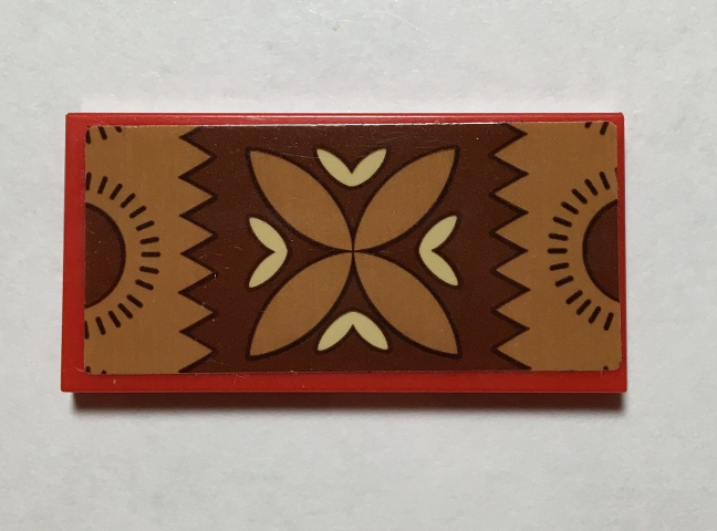 Tile 2 x 4 with Reddish Brown, Tan and Nougat Polynesian Design Mat / Rug Pattern (Sticker) - Set 41150