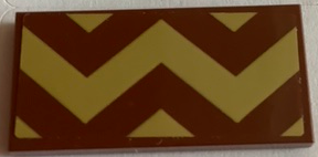 Tile 2 x 4 with Gold Zigzag Stripes with Small Corner Triangles Pattern (Sticker) - Set 41068