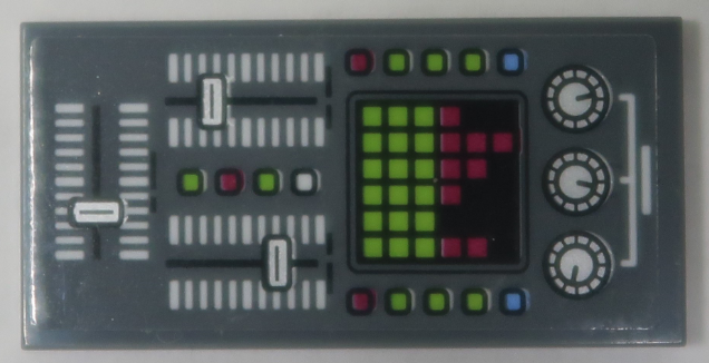 Tile 2 x 4 with DJ Mixing Console with Knobs, Faders, Lights and Buttons Pattern (Sticker) – Set 70919