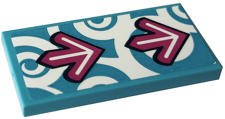 Tile 2 x 4 with Two Dark Pink Arrows and Spirals Pattern (Sticker) - Set 41337