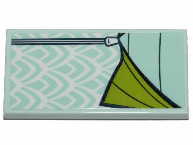 Tile 2 x 4 with Light Aqua and Lime Sleeping Bag Pattern (Sticker) - Set 41424