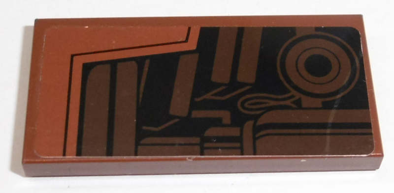 Tile 2 x 4 with SW MTT Dark Brown Mechanical Parts Pattern Model Left Side (Sticker) - Set 75058