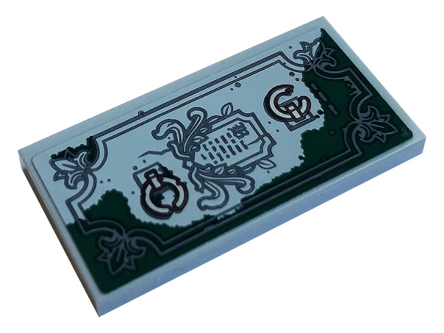 Tile 2 x 4 with Grave, Page and Dark Green Moss Pattern (Sticker) - Set 70420