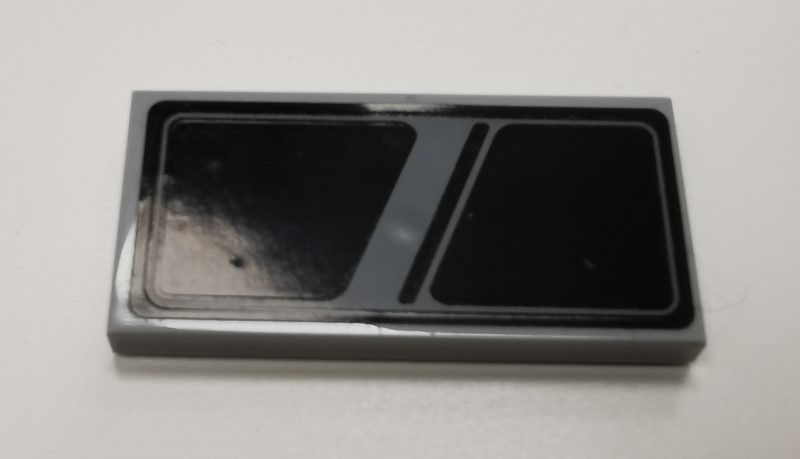 Tile 2 x 4 with Black Trapezoids, Stripe and Outline Pattern (Sticker) - Set 75103