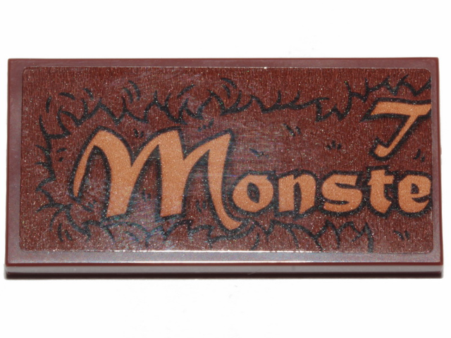 Tile 2 x 4 with 'T', 'Monste' and Fur Pattern (Sticker) - Set 30628