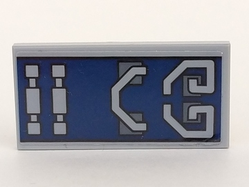 Tile 2 x 4 with Five Ornaments on Dark Blue Background Pattern (Sticker) - Set 70617