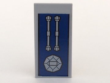 Tile 2 x 4 with Three Ornaments on Partial Dark Blue Background Pattern (Sticker) - Set 70617