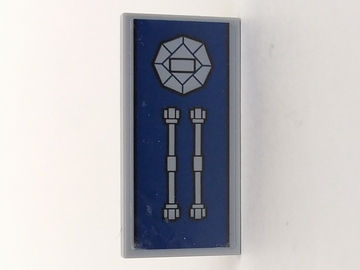 Tile 2 x 4 with Three Ornaments on Full Dark Blue Background Pattern (Sticker) - Set 70617