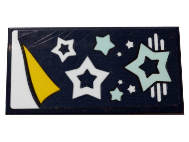 Tile 2 x 4 with Dark Blue Sleeping Bag with Stars Pattern (Sticker) - Set 41328