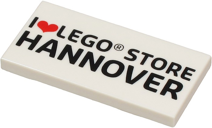 Tile 2 x 4 with 'I Heart LEGO STORE HANNOVER' Pattern