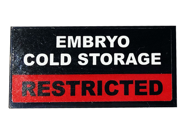 Tile 2 x 4 with 'EMBRYO COLD STORAGE' and 'RESTRICTED' Pattern (Sticker) - Set 75932