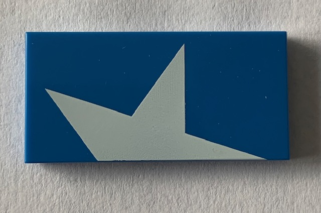 Tile 2 x 4 with Half White Star Pattern Model Right Side