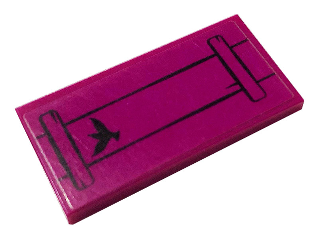 Tile 2 x 4 with Black Bird and Column Pattern (Sticker) - Set 41157