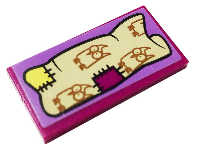 Tile 2 x 4 with Owls and Appliques Pattern (Sticker) - Set 41157