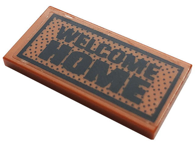 Tile 2 x 4 with 'WELCOME HOME' and Black Dots Pattern (Sticker) - Set 60141