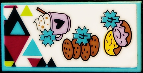 Tile 2 x 4 with Hot Chocolate, Cookies and Doughnuts Price List Pattern (Sticker) - Set 41319