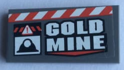 Tile 2 x 4 with 'GOLD MINE' and Red and White Danger Stripes Pattern (Sticker) - Set 60188