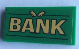 Tile 2 x 4 with 'BANK' Pattern (Sticker) - Set 60140