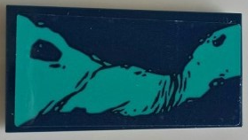 Tile 2 x 4 with Dark Turquoise Splotches Pattern Model Right Side (Sticker) - Set 76101