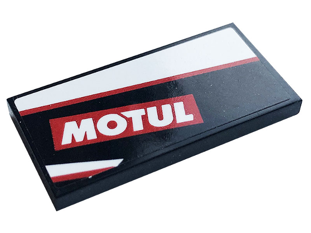 Tile 2 x 4 with White and Red Stripes and White 'MOTUL' Pattern Model Right Side (Sticker) - Set 76896