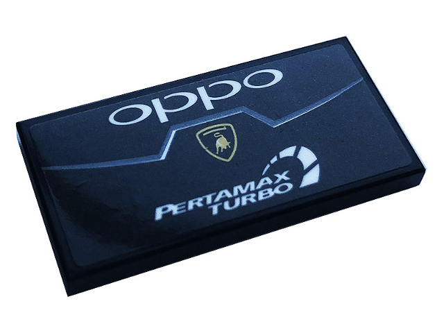Tile 2 x 4 with Lamborghini Logo, White 'oppo' and 'PERTAMAX TURBO' Pattern (Sticker) - Set 76899