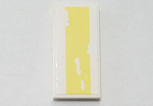 Tile 2 x 4 with Bright Light Yellow Stripe and Peeling Paint Pattern (Sticker) - Set 75218