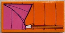 Tile 2 x 4 with Dark Pink and Orange Sleeping Bag Pattern (Sticker) - Set 41339