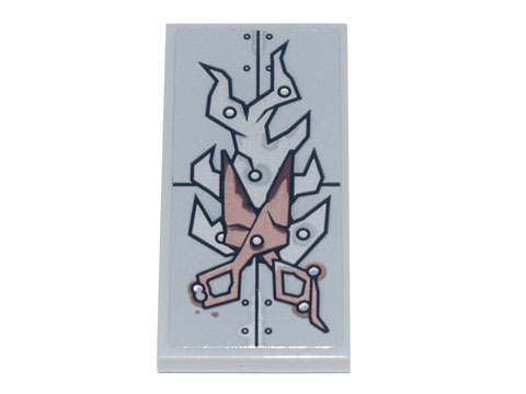 Tile 2 x 4 with Copper Scissors, Silver Metal Plates, Seams and Rivets Pattern (Sticker) - Set 70840