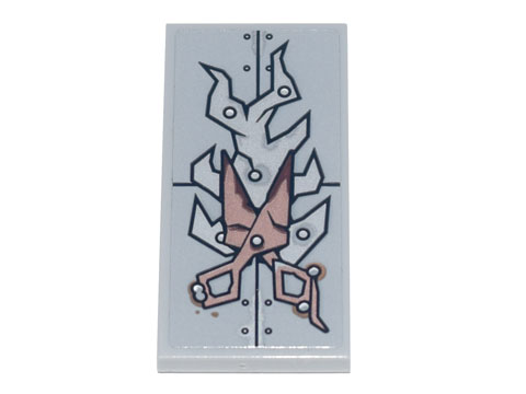 Tile 2 x 4 with Copper Scissors, Silver Metal Plates, Seams and Rivets Pattern (Sticker) - Set 70840