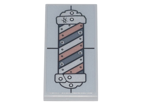 Tile 2 x 4 with Black, Silver and Copper Barber Shop Pole, Metal Rivets and Scratches Pattern (Sticker) - Set 70840