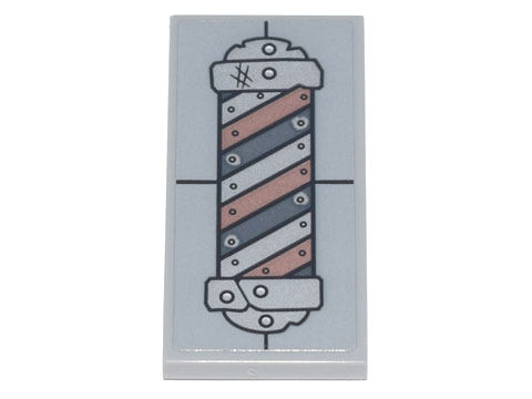 Tile 2 x 4 with Black, Silver and Copper Barber Shop Pole, Metal Rivets and Scratches Pattern (Sticker) - Set 70840