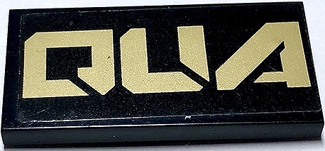 Tile 2 x 4 with Gold 'QUA' (QUAKe Left Half) Pattern (Sticker) - Set 70632